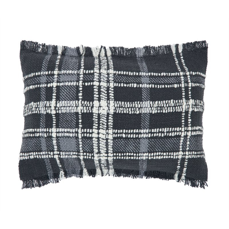 Black 2-Pack 14x20 Inch Cotton Rich Decorative Pillow with Fringe Trim