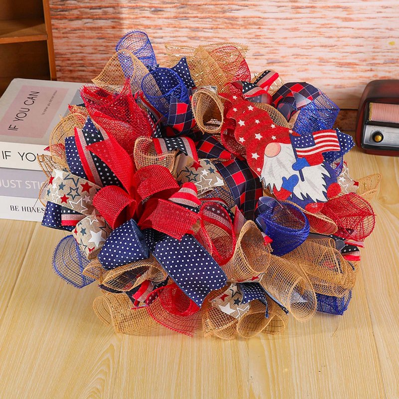 Nkmbld 4th of July Patriotic Wreath - Red White Blue for Front Door & Outdoors (Variation A)
