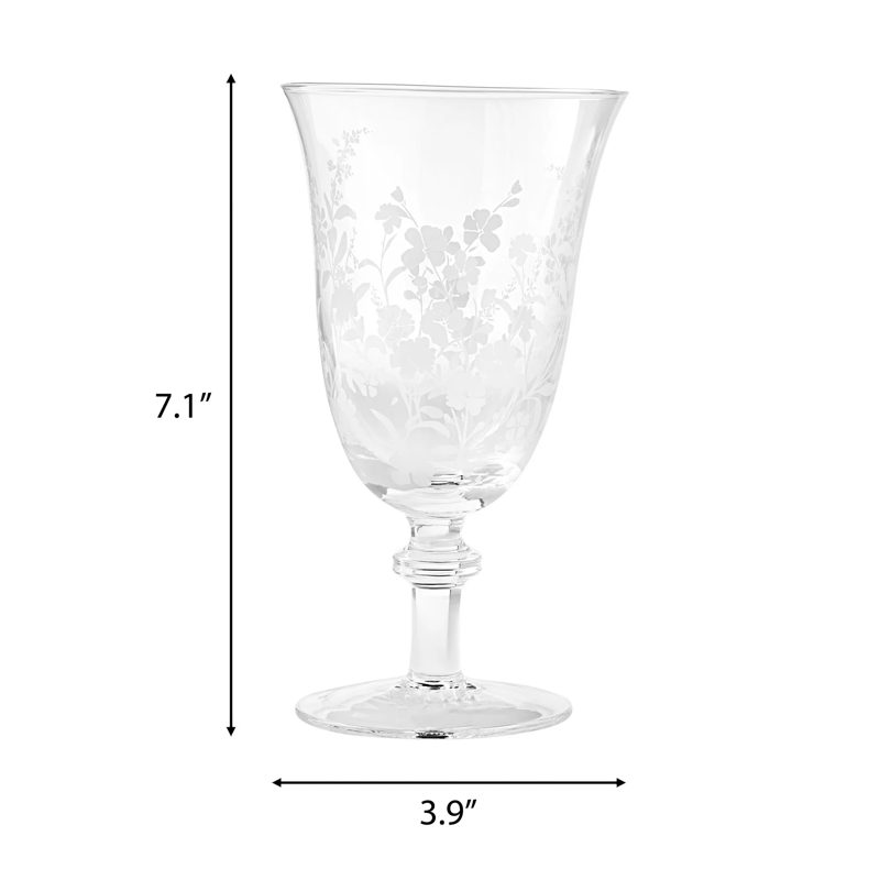 14-Ounce Glass Goblet Set - Vintage Inspired Design, Clear, Set of 4
