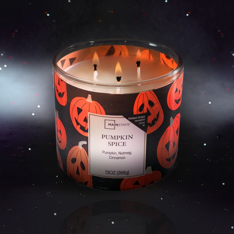 Pumpkin Spice Scented Candle with 3 Wicks, Fall Decor & Festive Wrap, 13 oz