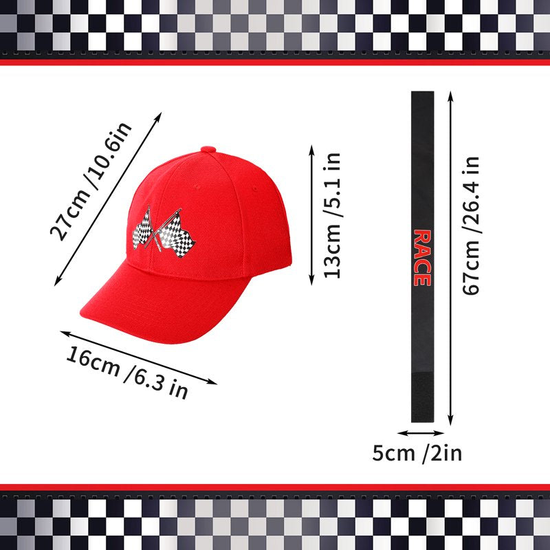 Kids Race Car Driver Costume Jumpsuit with Car Cap - Size L/10-12 Years Halloween Dress Up