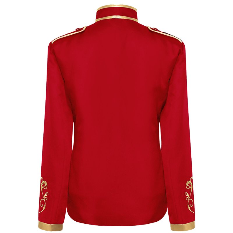 Red XXL Men's Retro Halloween Embroidered Jacket - Stitching Suit, Fall Fashion