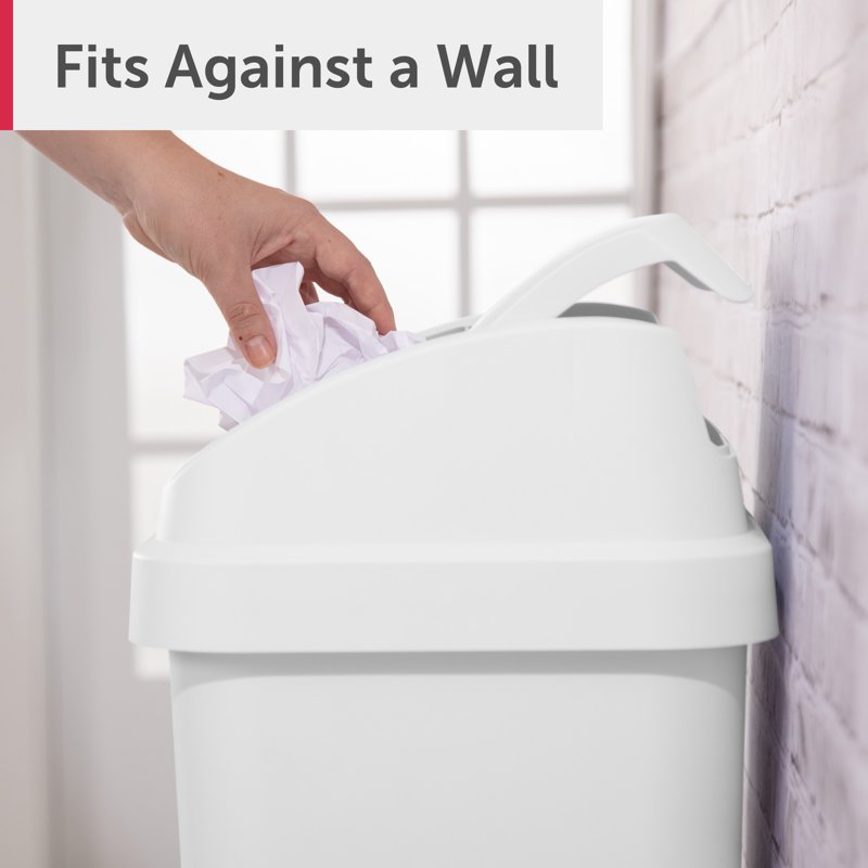 13 Gallon Kitchen Trash Can with Swing Top Lid - White