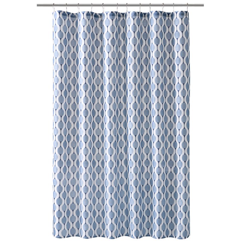 Blue Fabric Shower Curtain - 72x72 Inches Modern Geometric Design