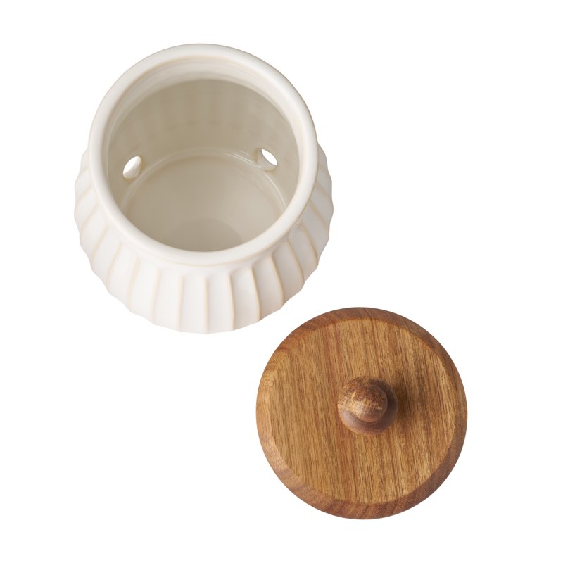 Stoneware Garlic Keeper - White with Ventilation Holes