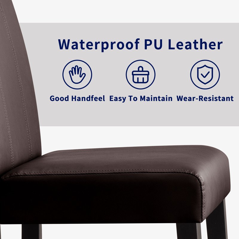 Modern Mid-Century Faux Leather Dining Chairs Set of 4 - Brown