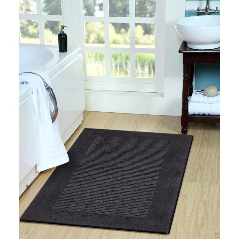 Hotel Style Gray Egyptian Cotton Bath Runner 24 x 60 Inches - Non-Slip, Machine Washable