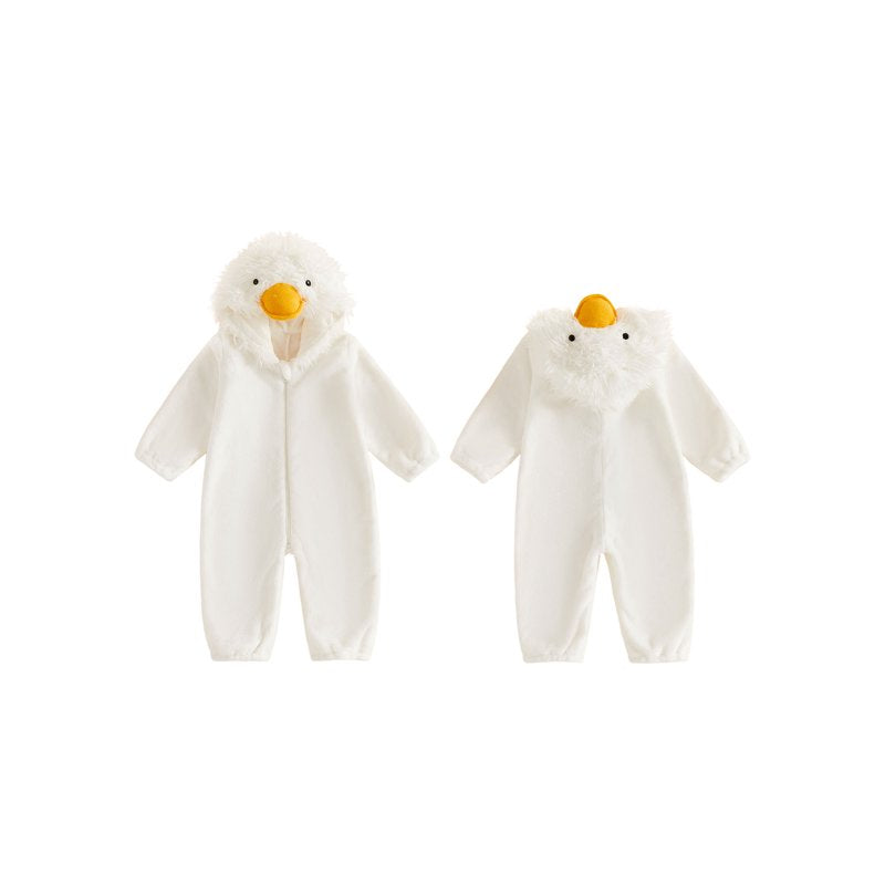 Toddler Baby Girl Boy Halloween Duck Costume Fleece Romper Cosplay Outfit - Infant Fall Winter Clothes