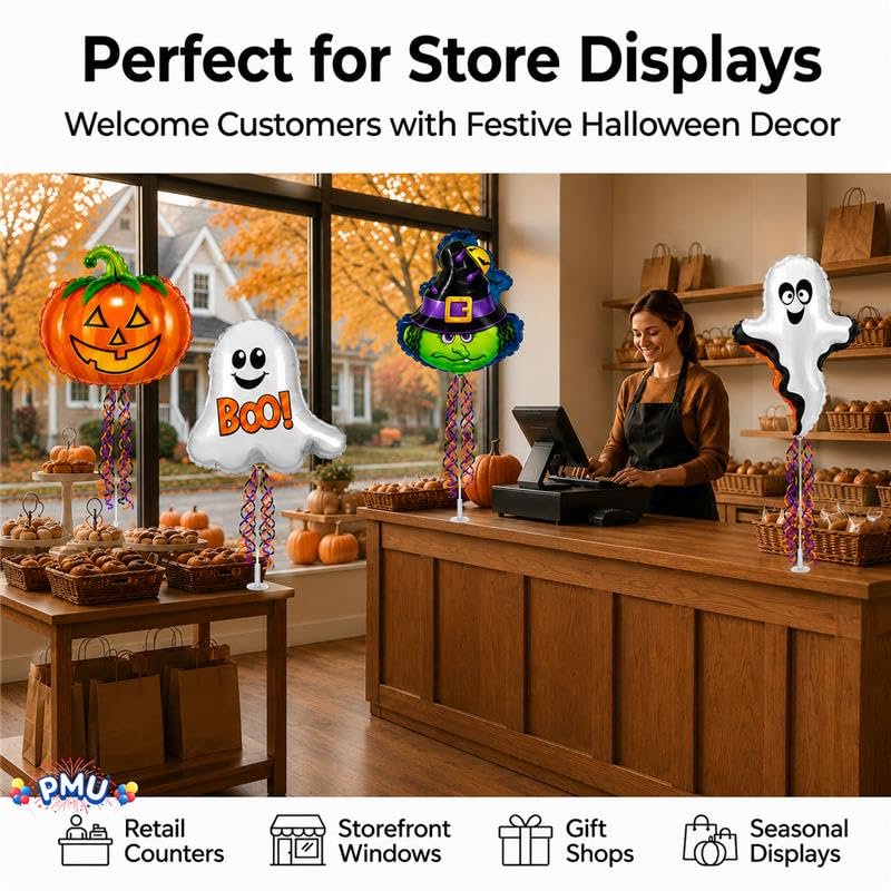 Halloween Balloons Assortment 9 Inch Pre-Inflated with Sticks - Pkg of 12 - Party Supplies