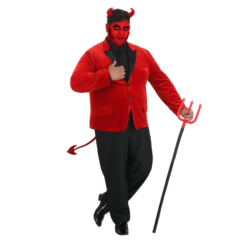 Men's Plus Size Devil Costume 3X Charismatic Horns & Tail