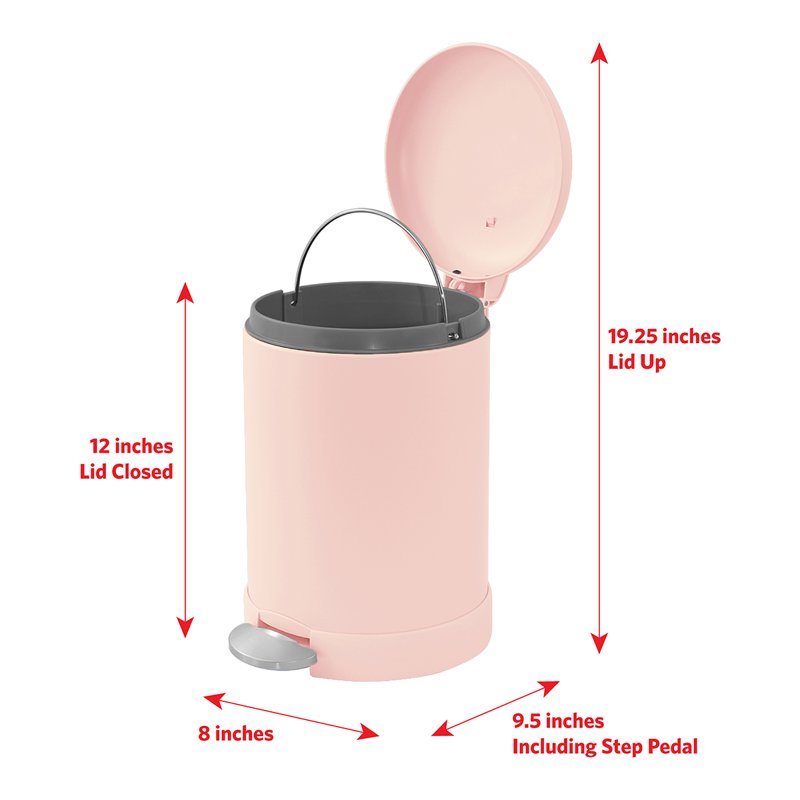 1.2 Gallon Stainless Steel Bathroom Trash Can - Pink