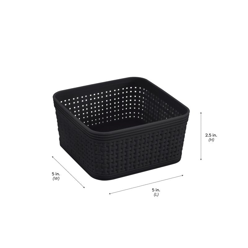 Simplify 6 Pack Multi-Size Plastic Storage Baskets - Black Variation