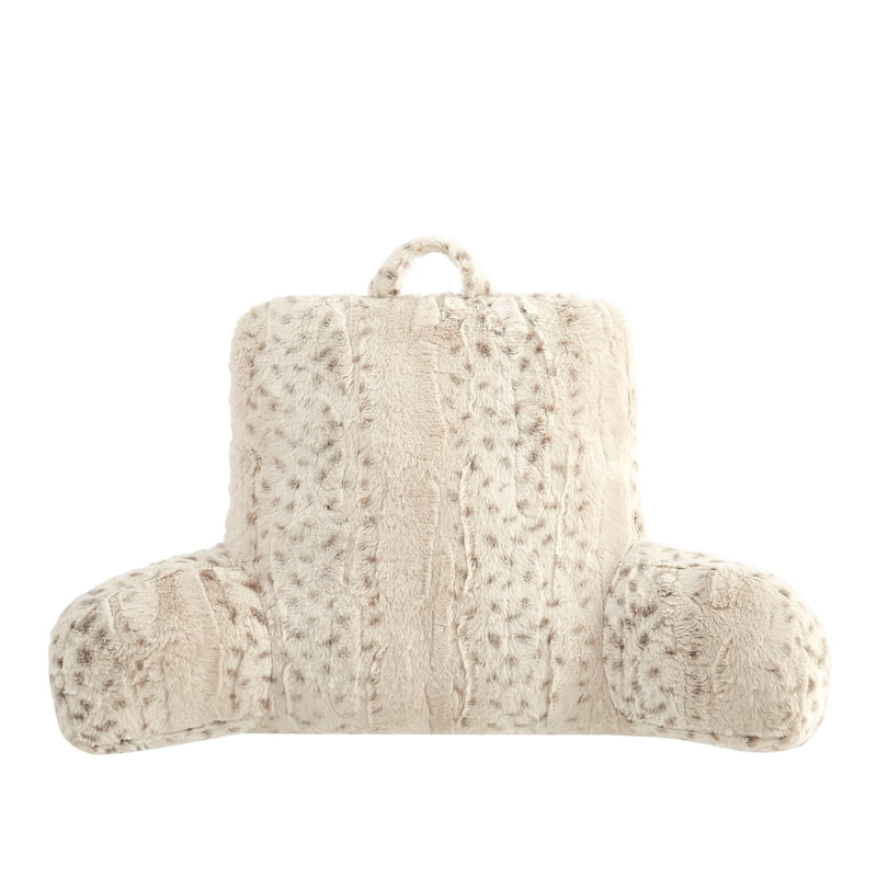 4 Pack Faux Fur Backrest Pillow for Adults - Snow Leopard Pattern