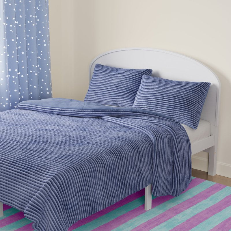Kids Light Purple Plush Corduroy Comforter Set - Full/Queen, 3 Pieces