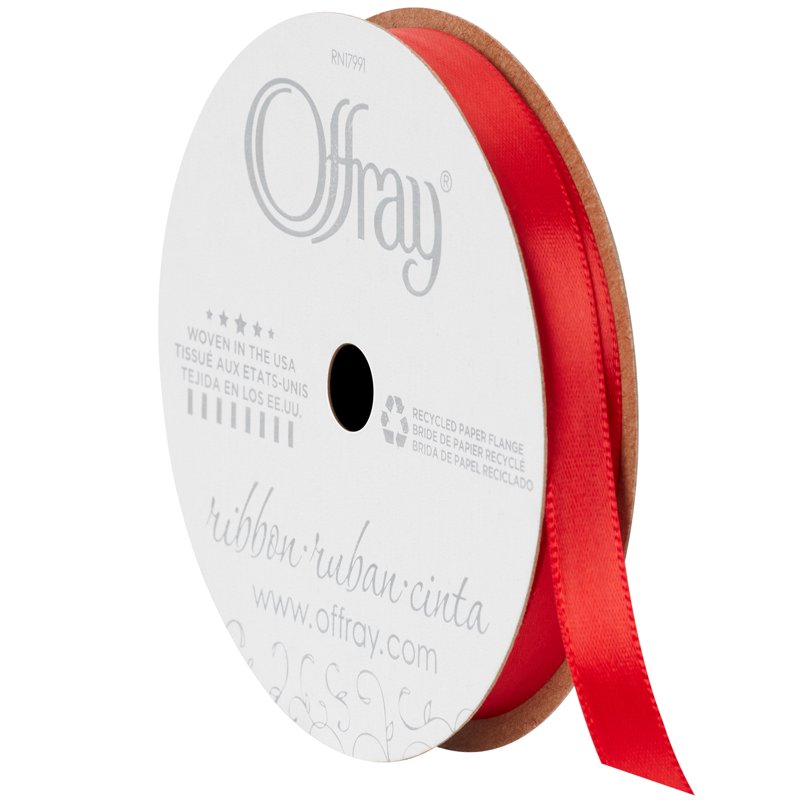 (3 Pack) Offray Red Polyester Ribbon 3.25 x 0.37 Inches - Craft & Decor Trim