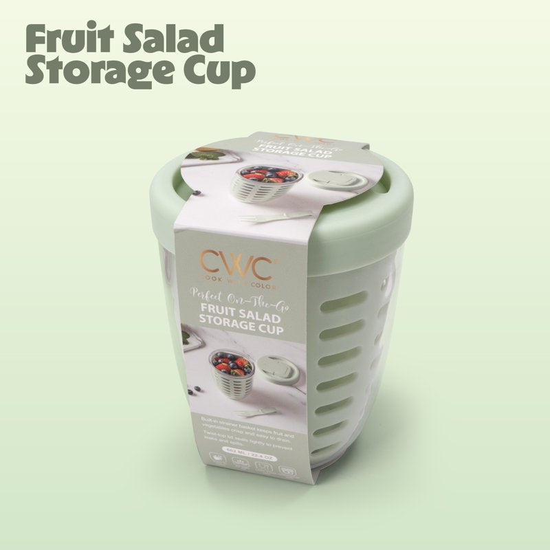 Portable Berry Cup with Removable Colander & Locking Lid - Sage