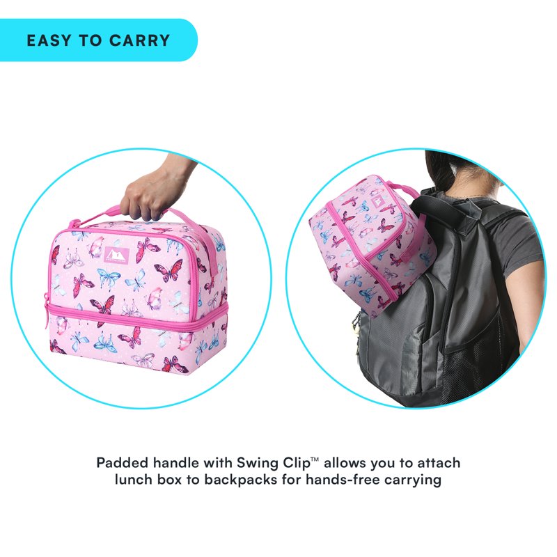 Insulated Butterfly Dual Compartment Lunch Box with Container & Ice Pack