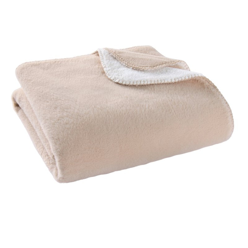 Papyrus Beige Faux Wool & Faux Fur Reversible Throw Blanket - Better Homes & Gardens, 50x72"