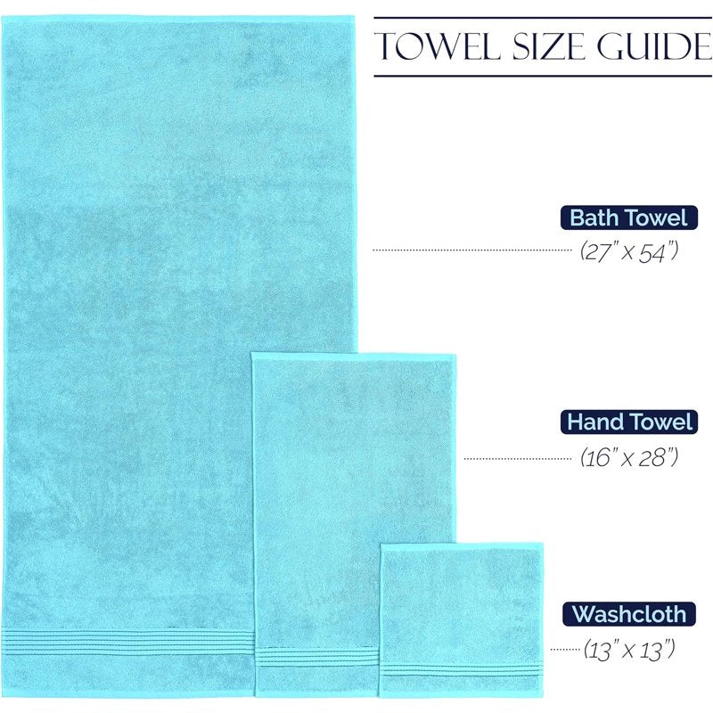 Aqua Turkish Cotton Towel Set - 6 Piece Bath & Hand Towels + Washcloths