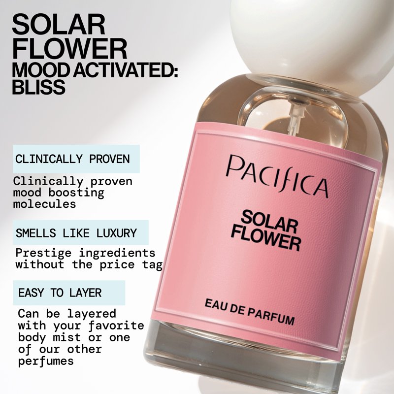 Solar Flower Eau De Parfum by Pacifica - Vegan Floral Scent, 1 fl oz