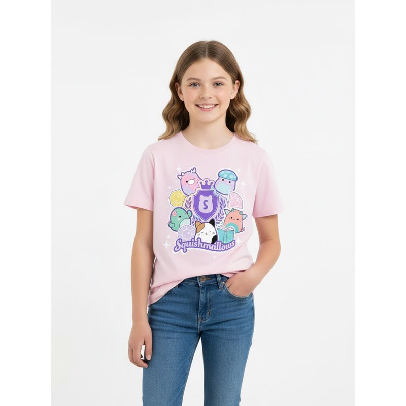 Girls Squishmallows Graphic T-Shirt with Short Sleeves - Pink, Size 10-12