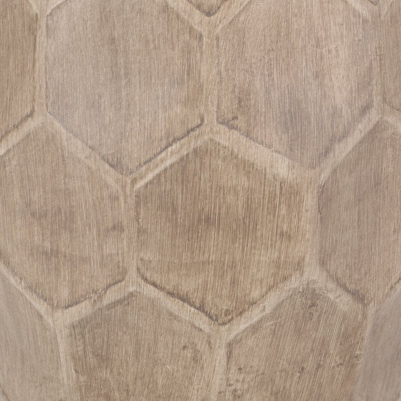 Lightweight Concrete Outdoor Side Table with Natural Wood Finish