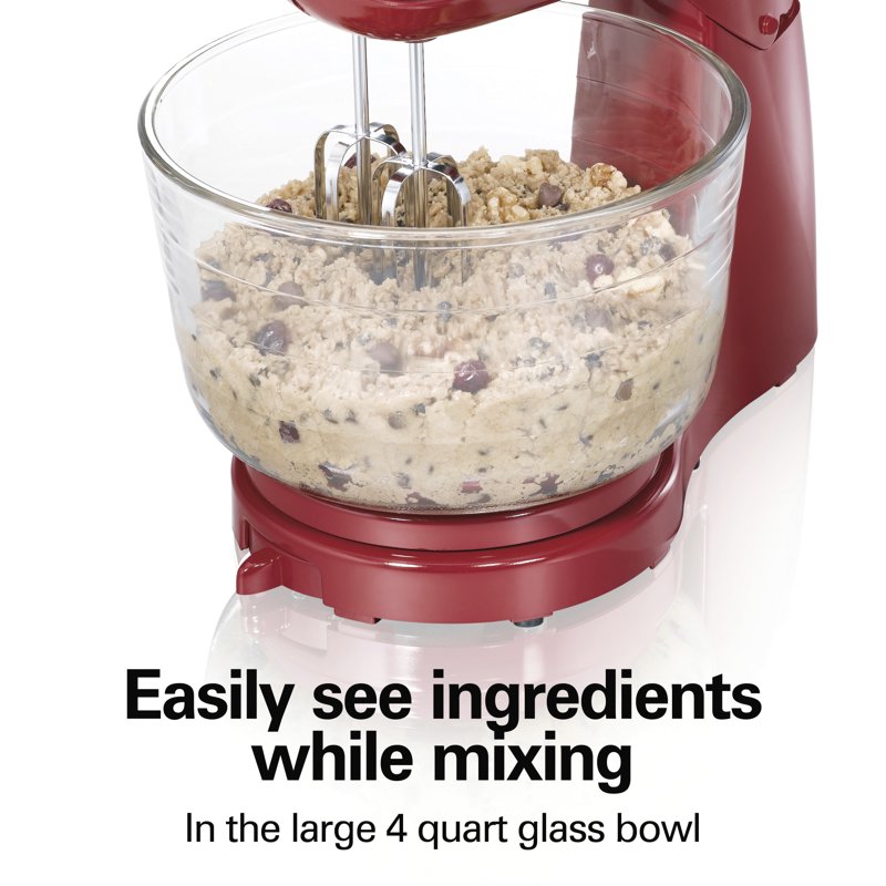 Stand and Hand Mixer Combo - 4 Quart, 6 Speeds, Red