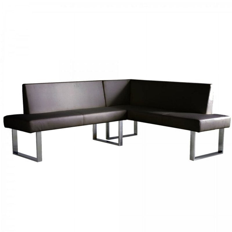Amanda Corner Sofa - Faux Leather Upholstered - Black