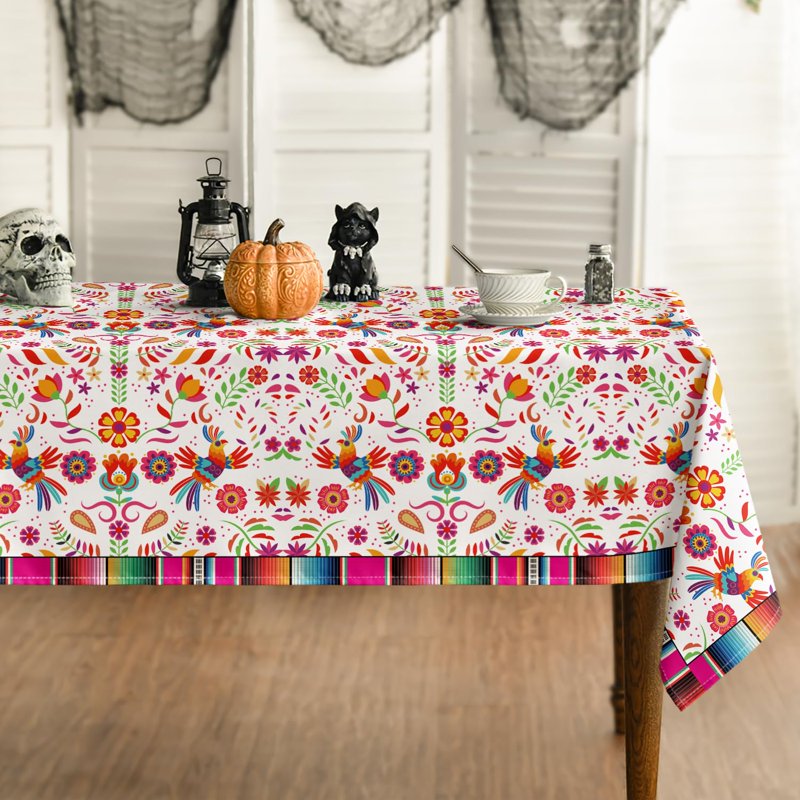 Halloween Fiesta Tablecloth 60x84 Inch Multi - Washable Party Cover for Celebrations