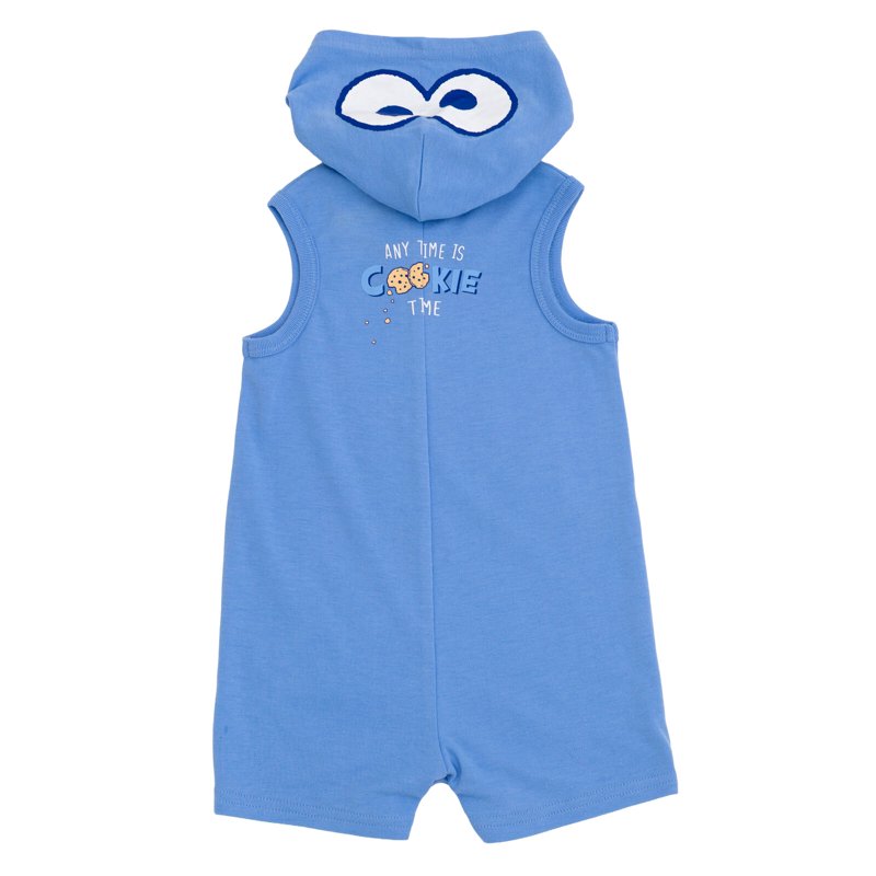Sesame Street Cookie Monster Hooded Cosplay Romper - Blue, 24 Months