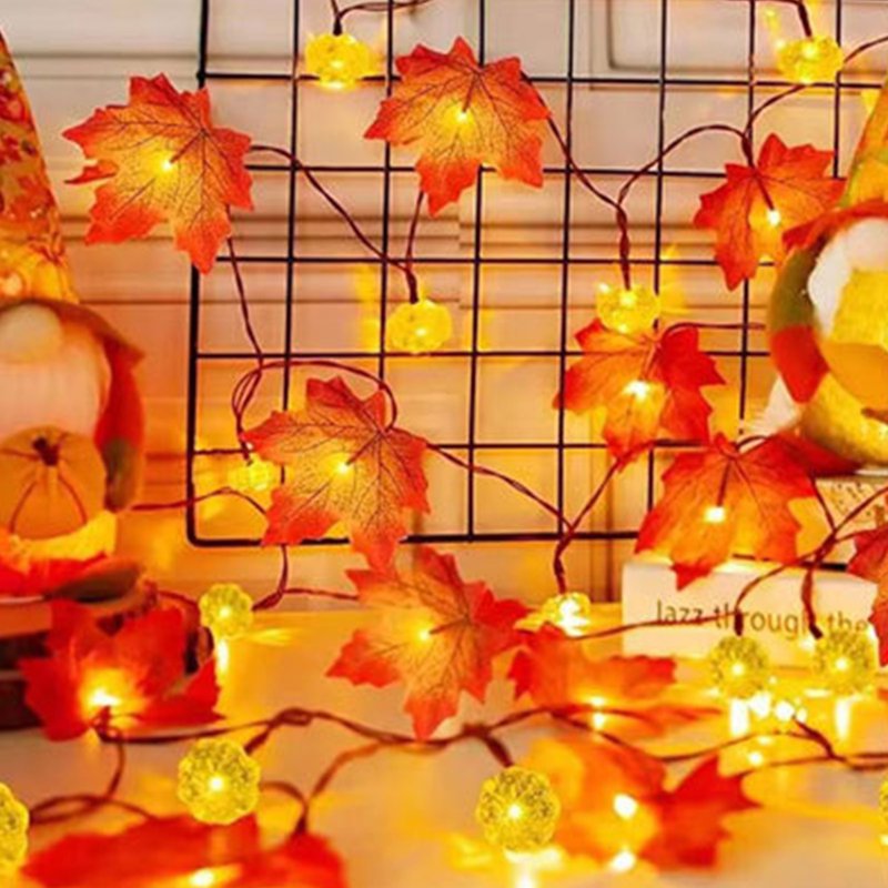 Orange 59-inch Pumpkin Garland Lights with 10 LEDs Fall Decorations Indoor Outdoor