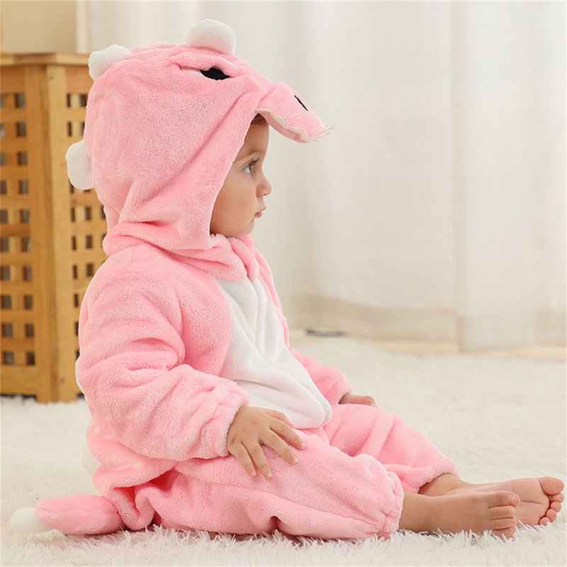 Pink Dinosaur Baby Romper - 12-18 Months Unisex Animal Costume for Winter & Fall