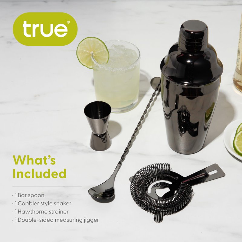 4-Piece Stainless Steel Barware Set with Cocktail Shaker & Accessories
