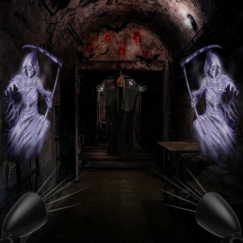 Outdoor Halloween Projector Lights - White Reaper 3D Dynamic Design with Timer