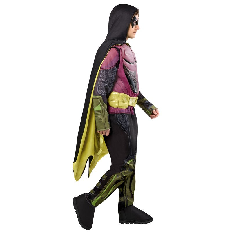 Men's Robin Muscle Chest Costume with Mask Cape Belt - Arkham Variant 46"