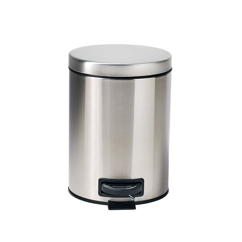1.3 Gallon Stainless Steel Bathroom Wastebasket with Removable Liner