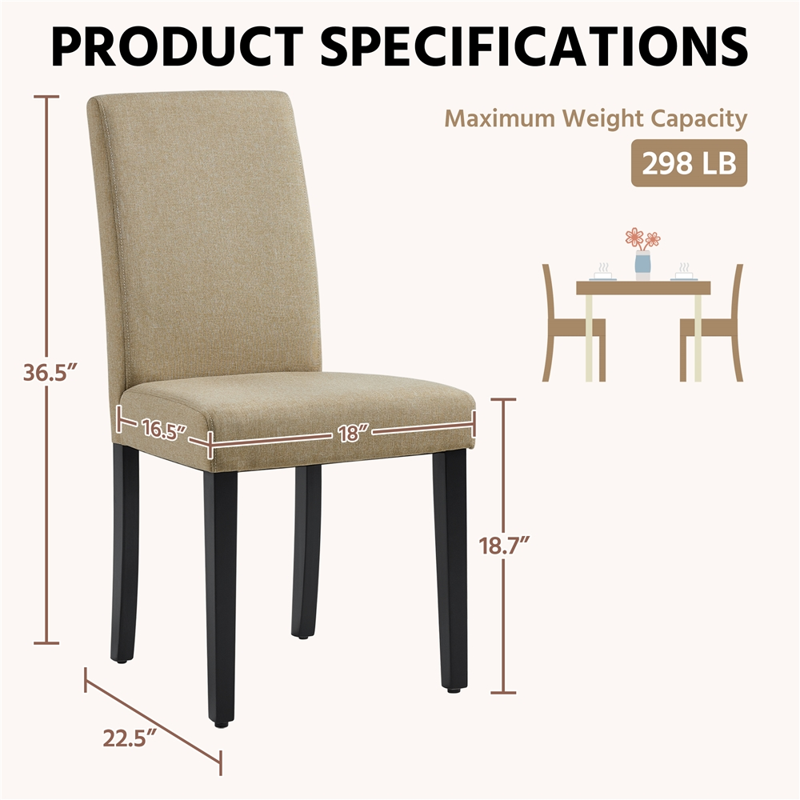 Modern Upholstered Dining Chairs Set of 2 - Khaki