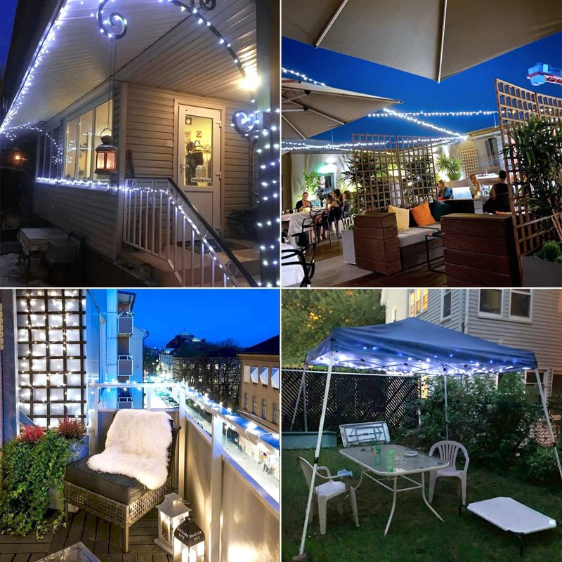 White Solar String Lights 2 Pack 100 LEDs 42.7ft Waterproof Outdoor Garden & Christmas Decor