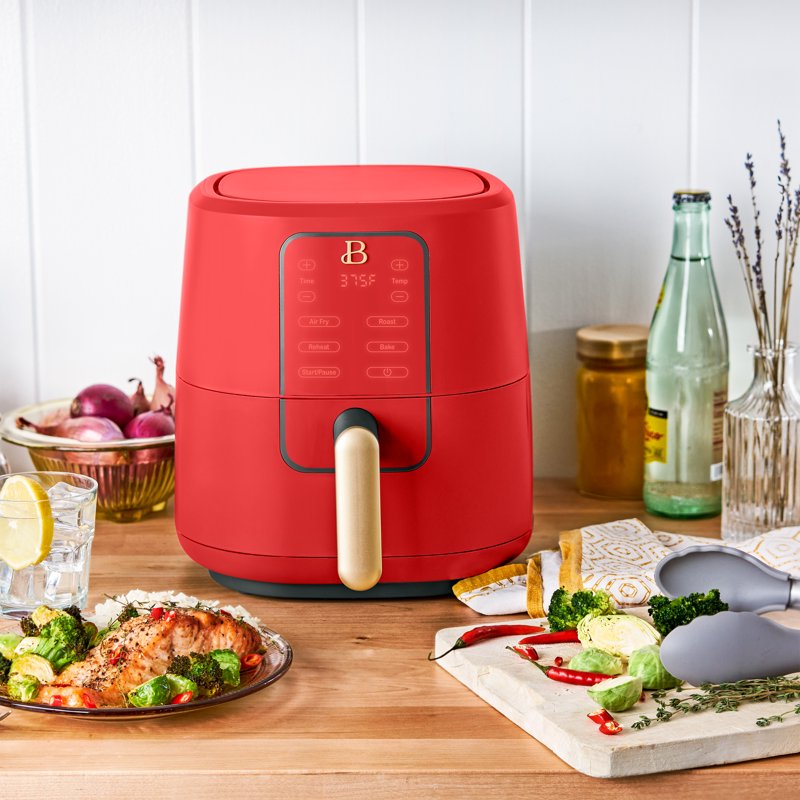3 Qt Air Fryer with TurboCrisp Technology, Nonstick Ceramic - Tomato Red
