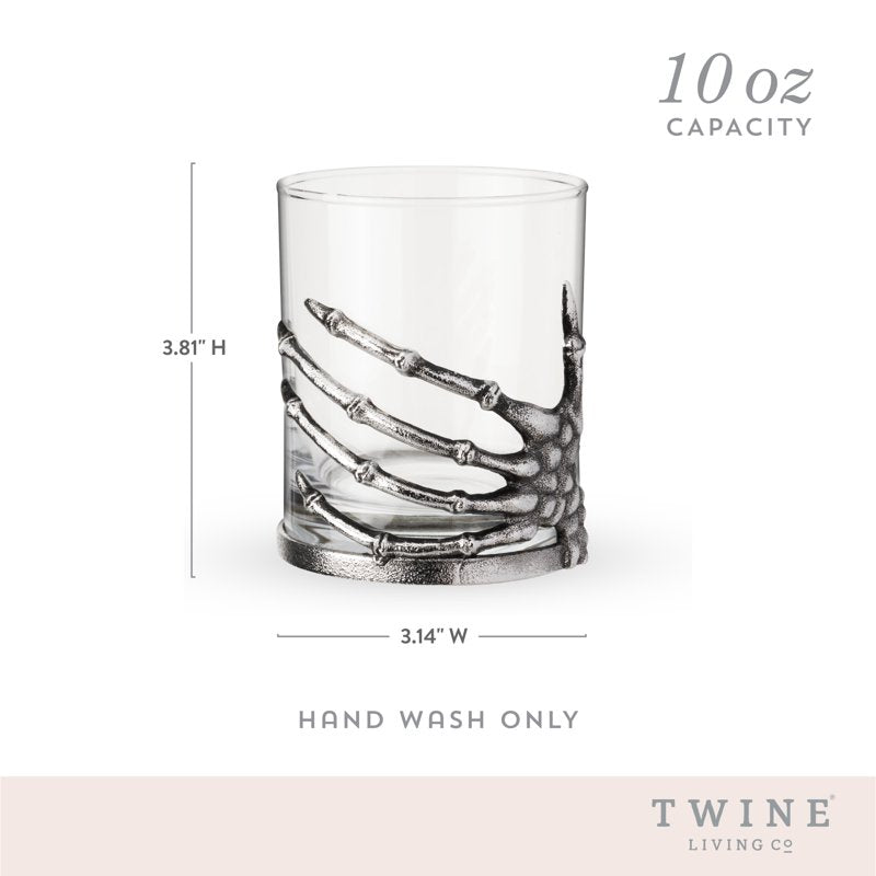 Skeleton Hand Cocktail Tumbler - Gothic Whiskey Glass for Halloween & Spirits - 10 oz.