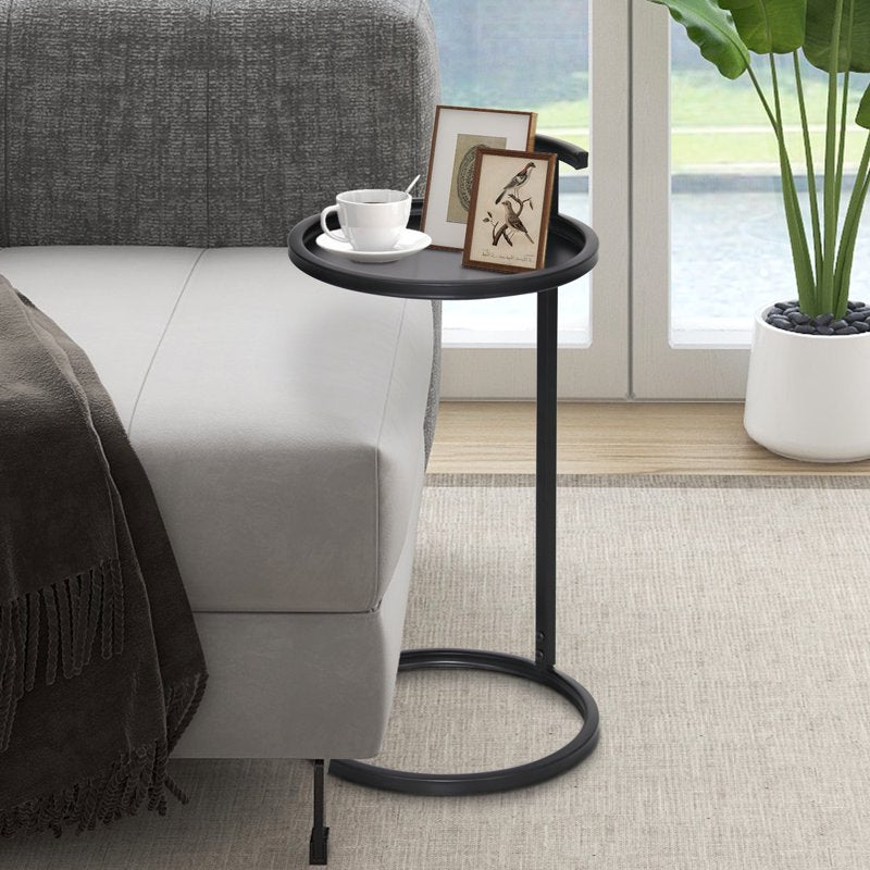 Portable Metal Round End Table - 12" Diameter, C-Design