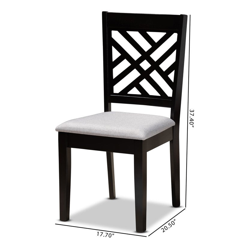 Modern Grey Upholstered Dining Chair Set - Espresso Finish - 2-Piece
