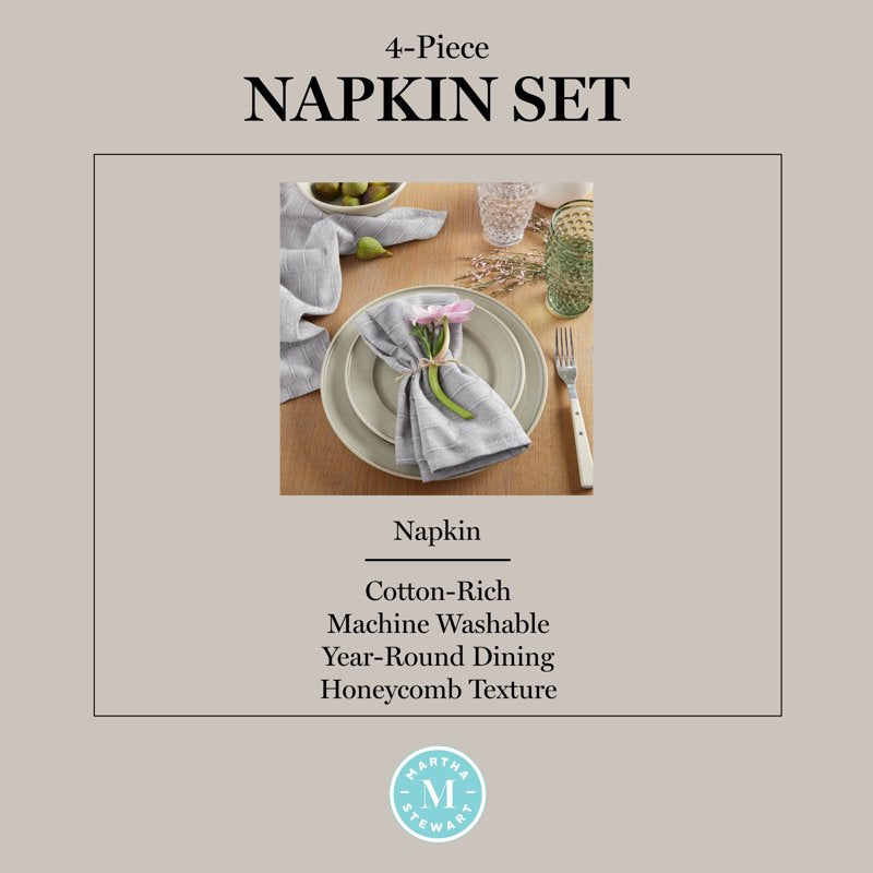Honeycomb Modern Farmhouse Napkin Set - Charcoal Grey, 4-Pack