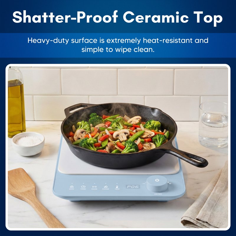 Digital Induction Cooktop - 1500W Slim Portable Electric Burner