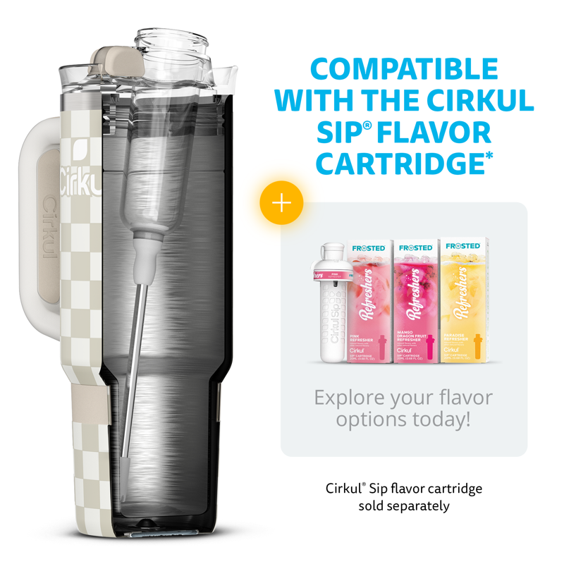 30oz Double-Wall Insulated Stainless Steel Tumbler with Handle - Taupe Check