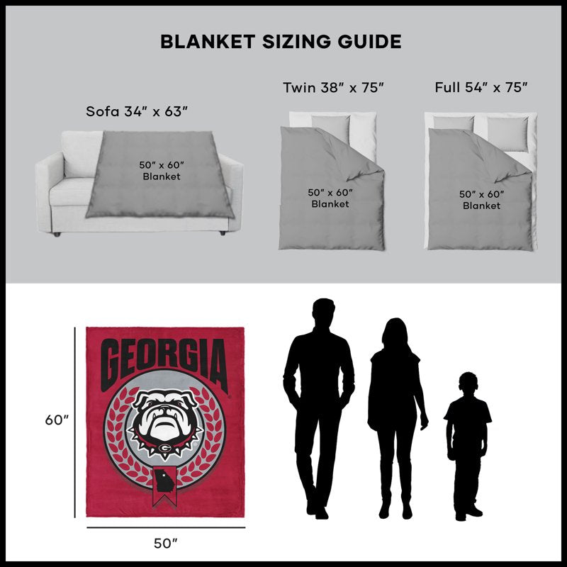 Georgia Bulldogs NCAA Sherpa Throw Blanket 50x60 Inches - Silk Touch