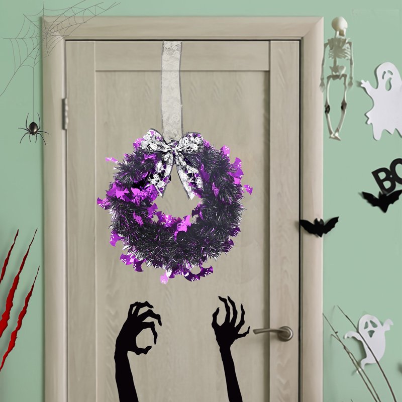 Halloween & Thanksgiving Wreath with Maple Leaves, Pumpkins, Pine Cones - L-9