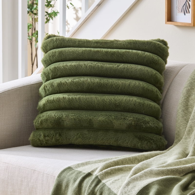 Faux Fur Channel Decorative Throw Pillow - Cypress Tree 22x22 Inches