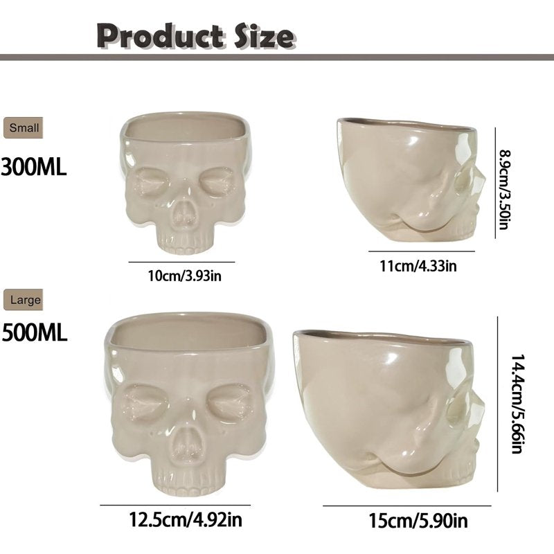 White Ceramic Skull Bowl 11x10x8.9cm 300ML Gothic Skull Serving Bowl for Halloween & Home Decor