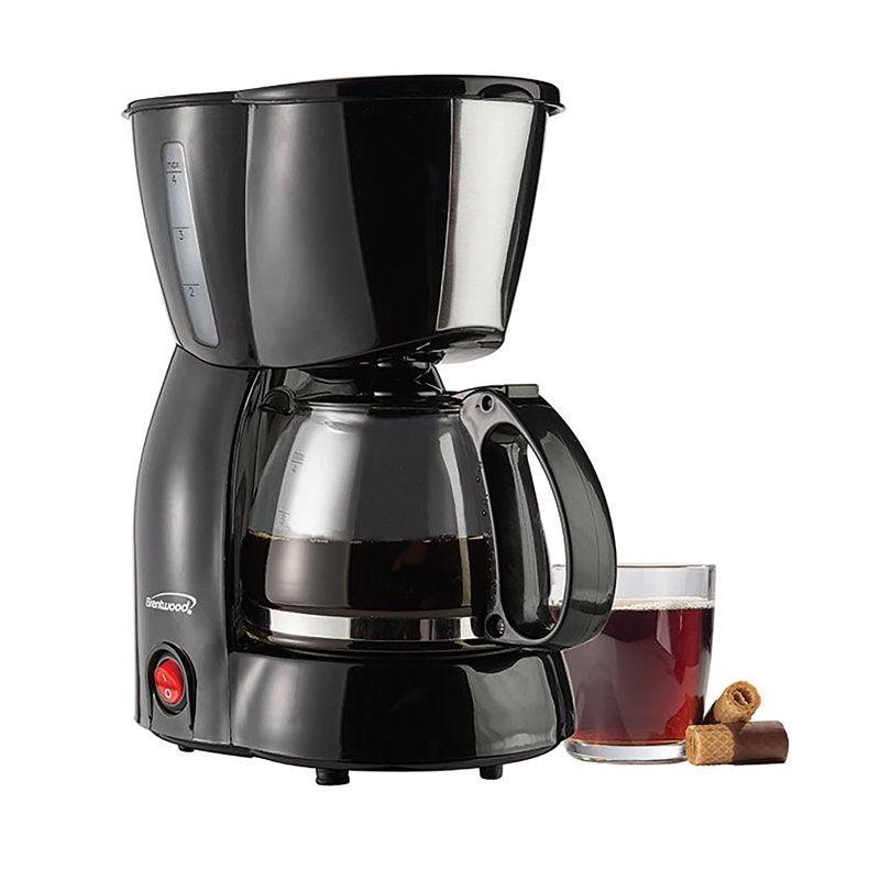 4-Cup Drip Coffee Maker with Warming Plate and Reusable Filter - Black